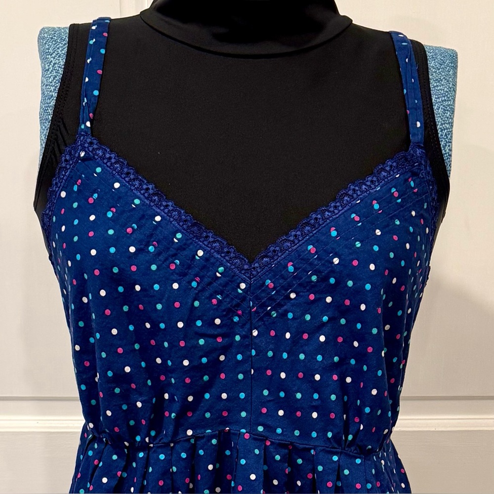 💙 Sonoma Blue Polka Dot Chemise | Lace Trim & Adjustable Straps 💙